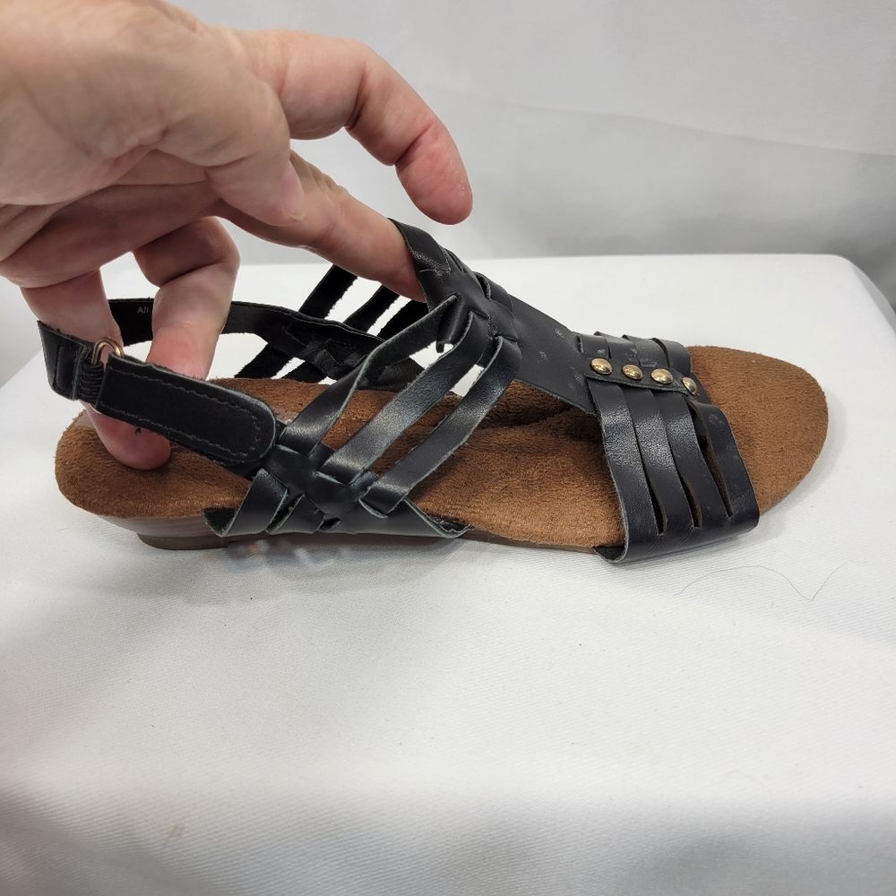 Salon Studio Black Adjustable Hook & Loop Ankle Strap Sandals Size 6M - Picture 3 of 9